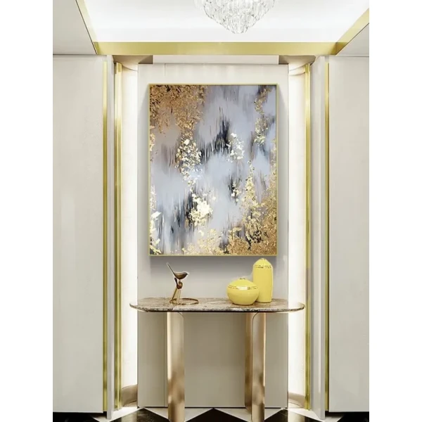 Customized Size Accepted Gold Abstract Foil Hand Painted Abstract Oil Painting on Canvas for Home Decor Wall Art
