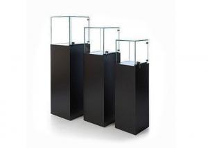 China Wooden Glass Floor Standing Display Cases With Led Lights 350X350X1150MM on sale