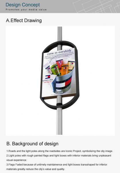 Outdoor Flag Pole Solar Powered Advertising Mupi LED Sign Light Box on Lamp Pole