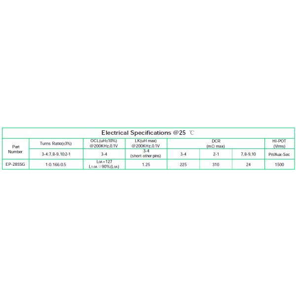 1500 Vrms Single Phase Urface Mount Transformer EP-558SG For Portable Device