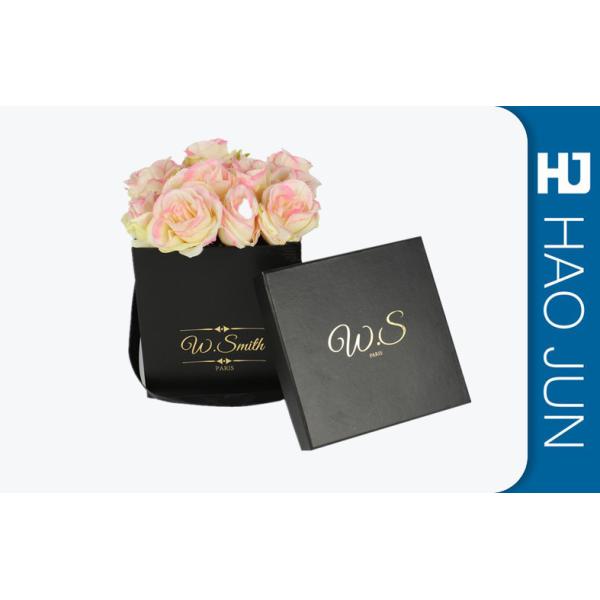 Black Flower Packing Boxes , Small Cardboard Boxes With Handles / Lids