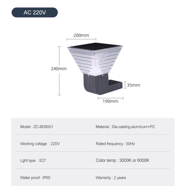 20W Square Deck to Dawn Solar Powered Wall Lights Upgraded Solar Fence Lamp 100lm