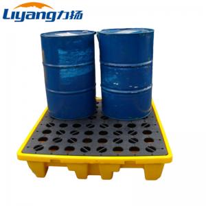 China SGS 4 Oil Drum Spill Tray Low Profile Spill Containment Pallet on sale