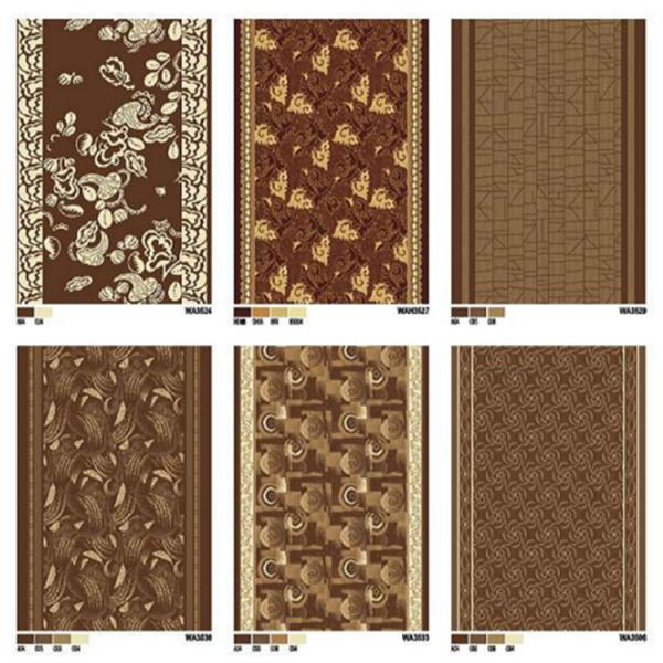 Brown Flower PVC Carpet Flooring / Corridor Wilton Patterned Carpets