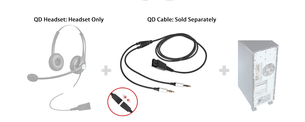 Quick Disconnect(QD) Cable to 3.5mm Dual Plug for PC