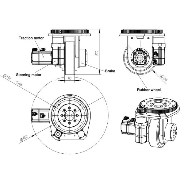 8 inch AGV AC Motor Drive Wheel
