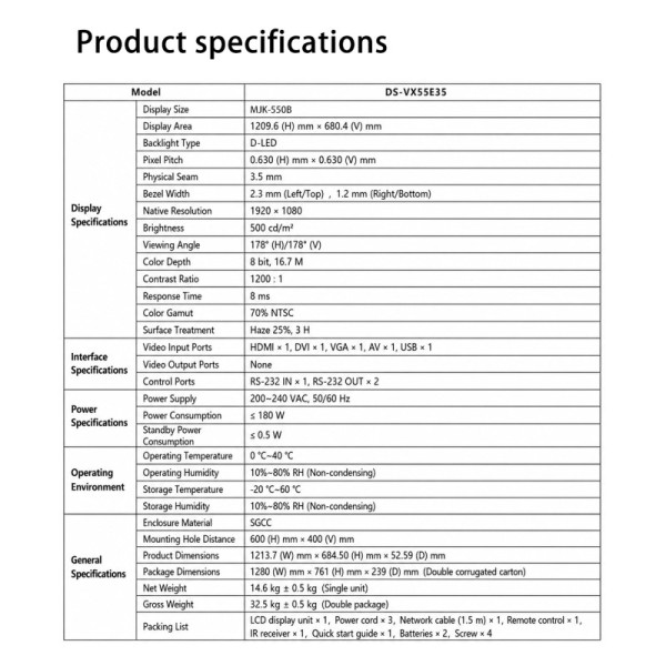 55" High Brightness LCD Video Wall 500 Nits 750 Nits Advertising Splicing Screen Seamless Commercial Display Board OEM