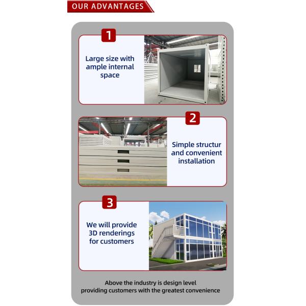 Steel Prefab House Hotel 20ft Foldable Luxury Container Houses with Glass Mirror