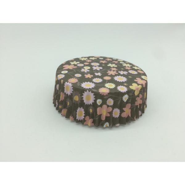 Round Flower Printed Cupcake Liners , Disposable Muffin Paper Cups Heat Resistant