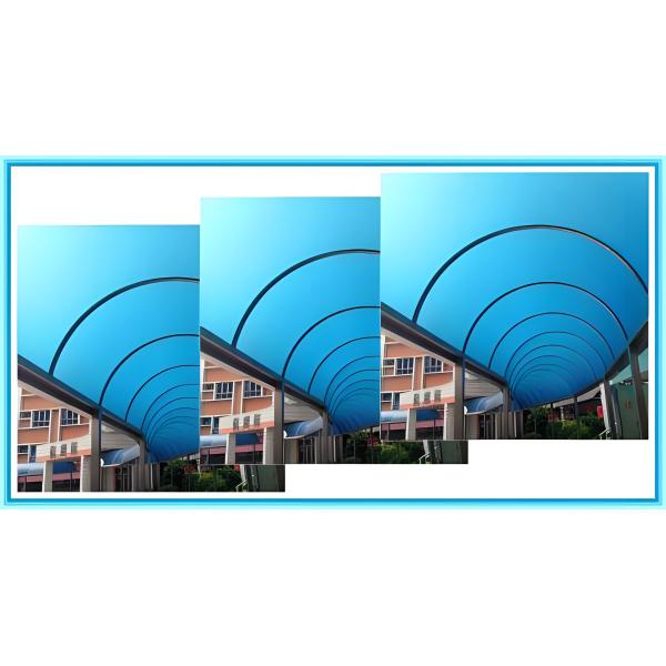 14mm Blue Four Layer Polycarbonate Sheet With Self-extinguishing And UV-resistant Properties For Facades And Canopies