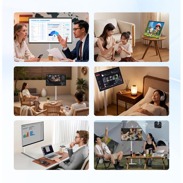 24" Portable Smart TV Touch Screen Android 12 Mobile Stand 10 Point Touch