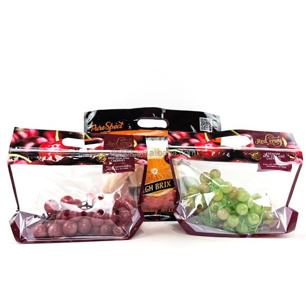 Custom Ventilated Produce Handheld Bag with Food-Grade Material and Gravure Printing for Fresh Vegetable & Fruit Packaging