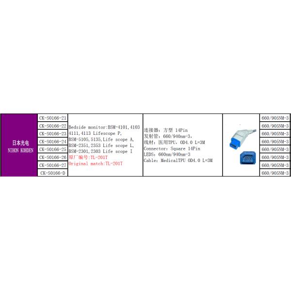 14 Pin Reusable Nihon Kohden Spo2 Sensor Veterinary Animal Use