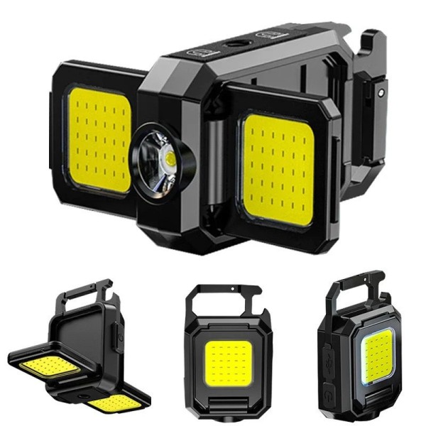 Multifunctional Three-headed Keychain Lamp Portable Cob Mini Camping Lamp Type-c Working Lamp Outdoor Flashlight
