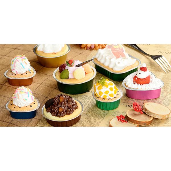 450ml Colorful Aluminum Foil Food Containers Smoothwall Disposable Pudding Baking Cups With Lid