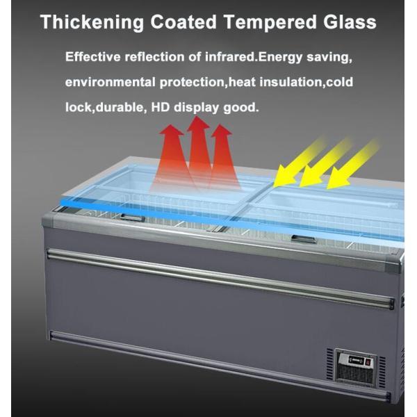 Supermarket Commercial Horizontal Frozen Food Storage Display Island Freezer Fridge