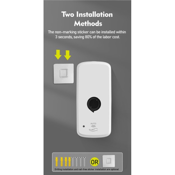 Inductive ABS Hand Sanitizer Dispenser 1000ML Capacity Wall Mounted Soap Dispenser