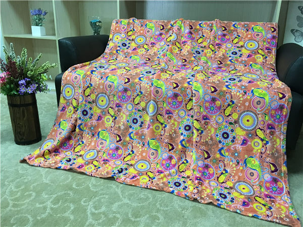 Polyester Flannel Print Blanket Super Soft , Flower Printed Cute Throw Blankets