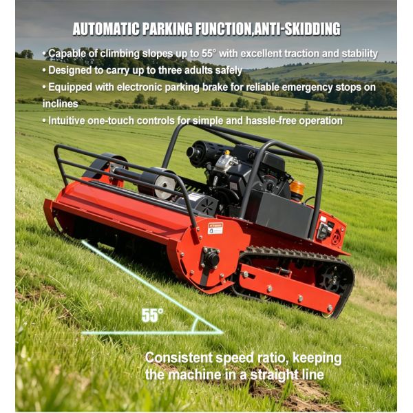 Remote Control Crawler Flail Mower Gas Powered for Steep Slopes Hillside Orchard Farm Garden Grass Cutting High Efficiency