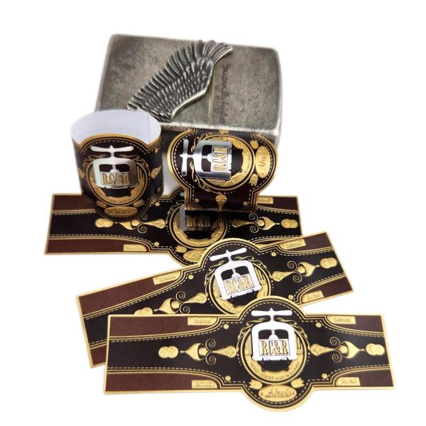 Embossing Thick Paper Cigar Label Printing Anti Counterfeit 3d Sticker Printing Brand Rings