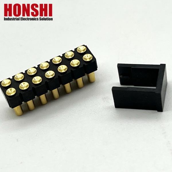 2.54mm High Current Pogo Pin Connector Female 2x7P Gold Plated H2.5 SMT Type For PCB