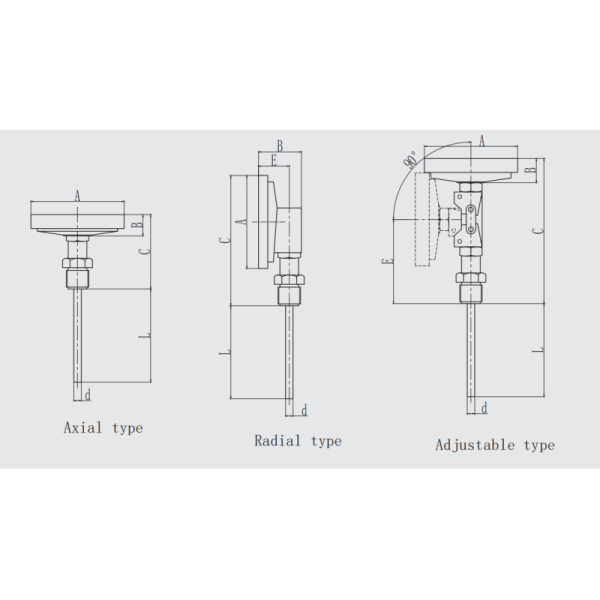 Battery Free Bimetallic Thermometer Temperature Measurement Instrument For Industrial Pipeline Media
