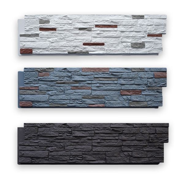 Striped Rock Texture PU Stone Wall Cladding Panels Polyurethane Faux Veneer Waterproof
