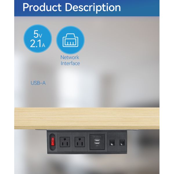 276mm Under Desk Power Strip Mountable Board ODM