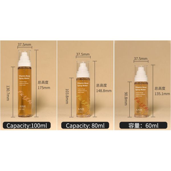 Junjie Thick Wall Petg Plastic Spray Bottle Fine Mist clear pink Blue Refillable Empty 60ml 80ml 100ml Travel Bottle Set