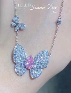 China Custom Lab Diamond Pendant Necklace Pear Cut Butterfly Shape 1.67ct on sale