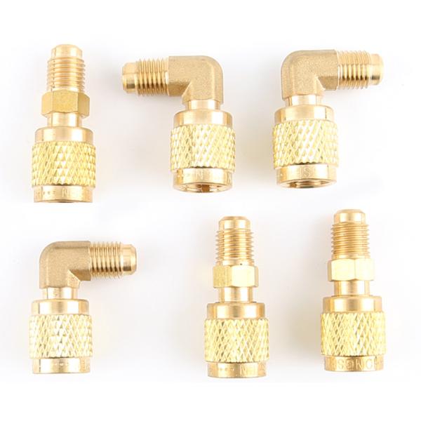 Refrigerant Retrofit Brass Quick Coupler Adapter 1/4" Male Flare 5/16" Female