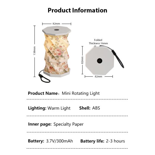 Rechargeable LED Mini Foldable Paper Cylinder Lamp 4100K 12V