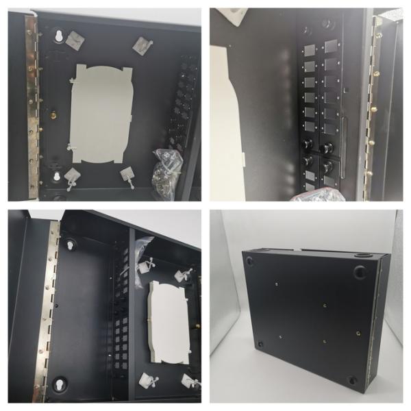 12/24/48cores 2door Black Optical Wall Mount Fiber Enclosure With Spools and Adapter Plates