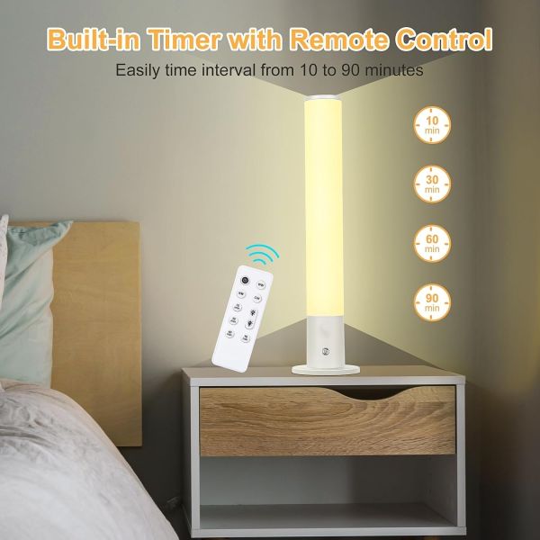 100V - 240V Daylight Simulation Lamp with Remote Control and Adjustable Colors/Brightness for Sunlight Therapy