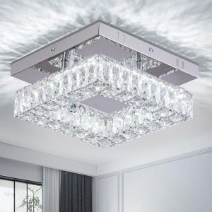Buy cheap Factory Square Flush Mount Crystal Chandelier Ceiling Fan For Kitchen Bathroom product