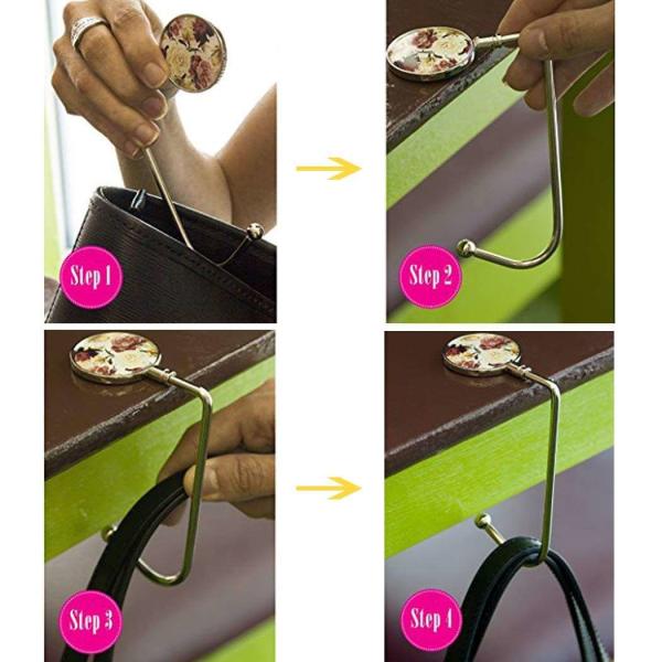 Table Bag Hanger Hook Foldable Zinc Alloy Material For Purse Long Handbag