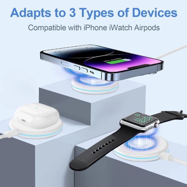 Magnetic Phone Watch Earbud Charger Fast Wireless Charging Pad 5V/2A 9V/2A