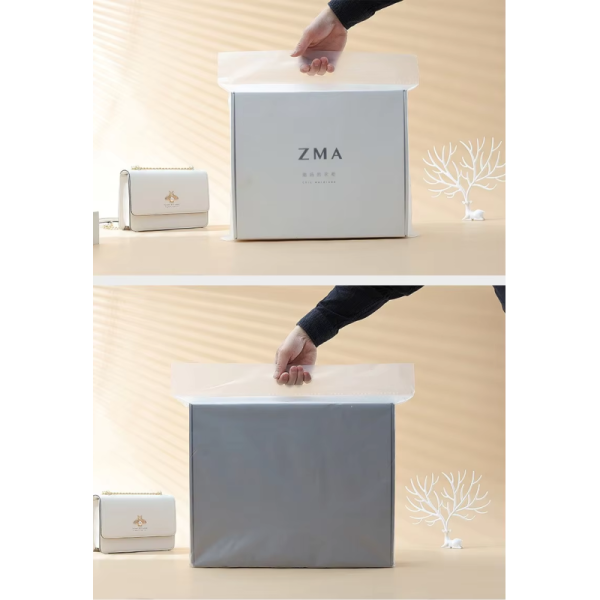 HDPE Self-adhesive Portable Plastic Tote Bag for Takeaway Color Box Packaging Plastic Bags Custom logo