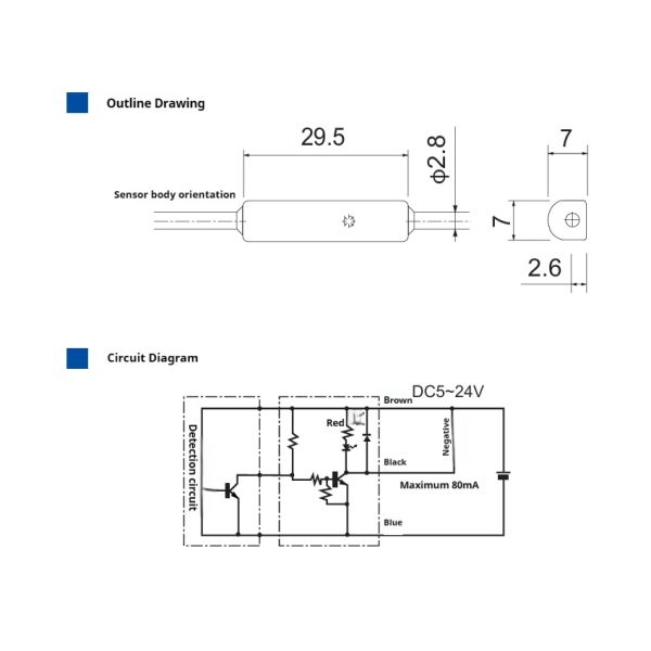 Red LED Indicator Sensor Body Direction NPN Current Increase Wire Accessory NO NC Converting 80mA MAX Output Current
