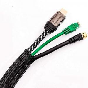 China 25x32m PET Cable Sleeve , 100m Expandable Braided Pet Black Cable Sleeve on sale
