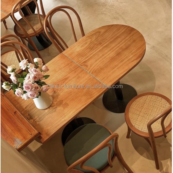 Modern Simple Style Dining Table Set for Office Building Solid Wood Restaurant Table