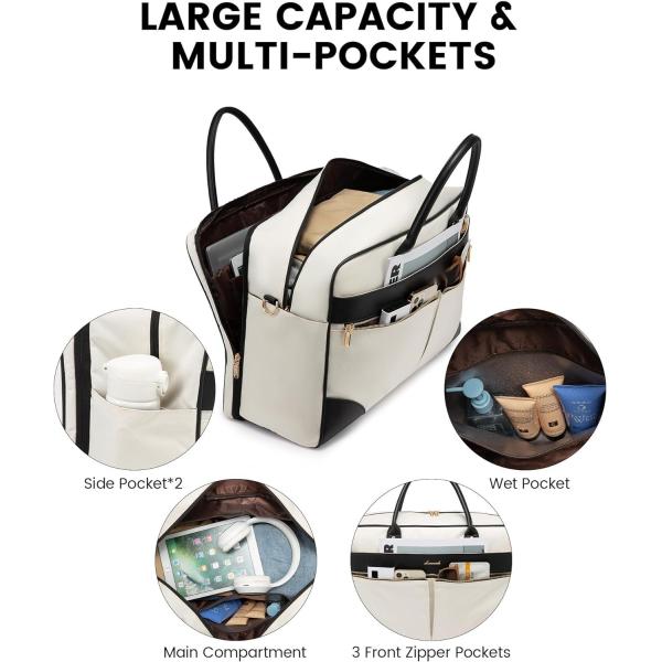 Large Beige Carry On Overnight Duffle Airplane Approved Travel Bag with Laptop Compartment