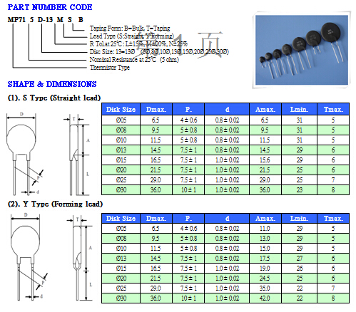 Big Current Limiter 10A Thermistors NTC Power 10D -30 Temperature Thermistor