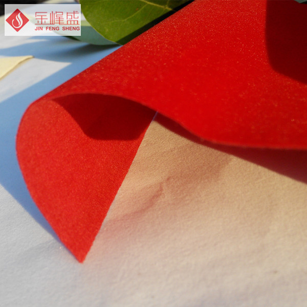 80 - 100GSM Red Velvet Flock Fabric , Packaging Spunlace Flocked Velvet Fabric