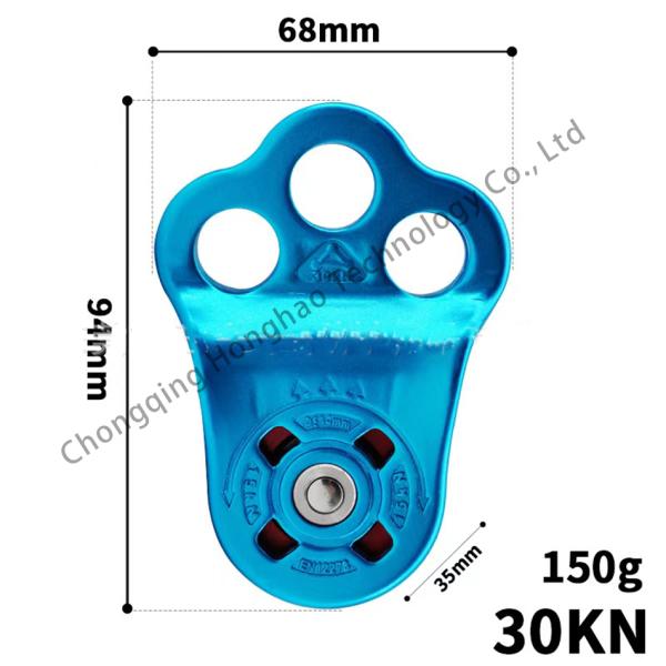 Climbing Equipment 30KN Aluminum Alloy 3-Hole Single Pulley with Galvanized Finish