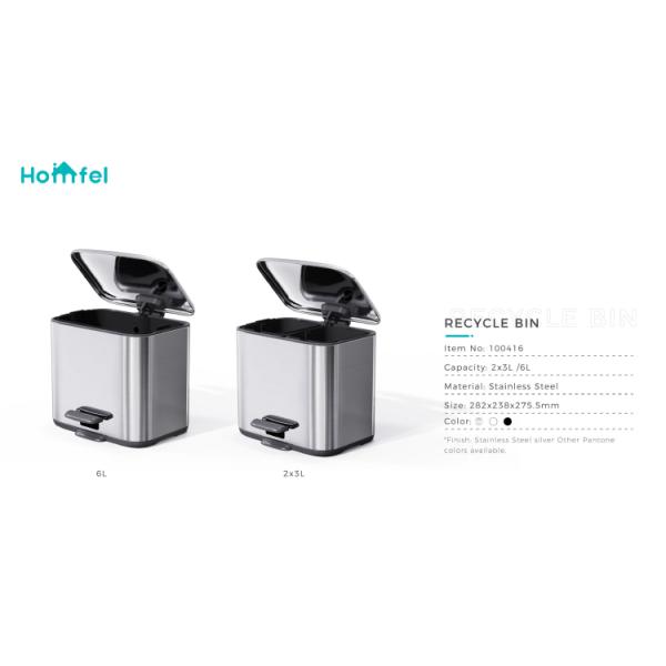 2 Division Stainless Steel Pedal Bin Household Trash Can for Stylish and Sustainable Recycling Solution