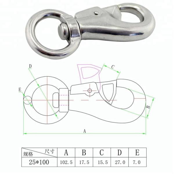 Heavy Industry Stainless Steel Bull Eye Swivel Single Snap Hook Marine Grade