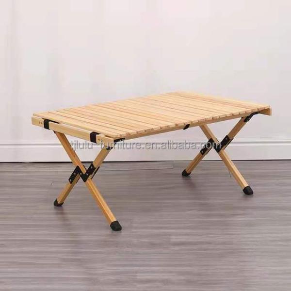 Outdoor Solid Wood Egg Roll Picnic Dining Table for Easy Assembly and Cleaning