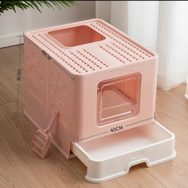 Factory Self Cleaning Cat Litter Box Toilet Foldable Closed Drawer Portable Waterproof Splash-proof ABS Folding