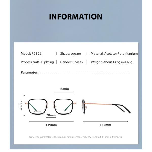 IP Plating Pure Acetate Titanium Glasses , Stable Clear Lens Glasses